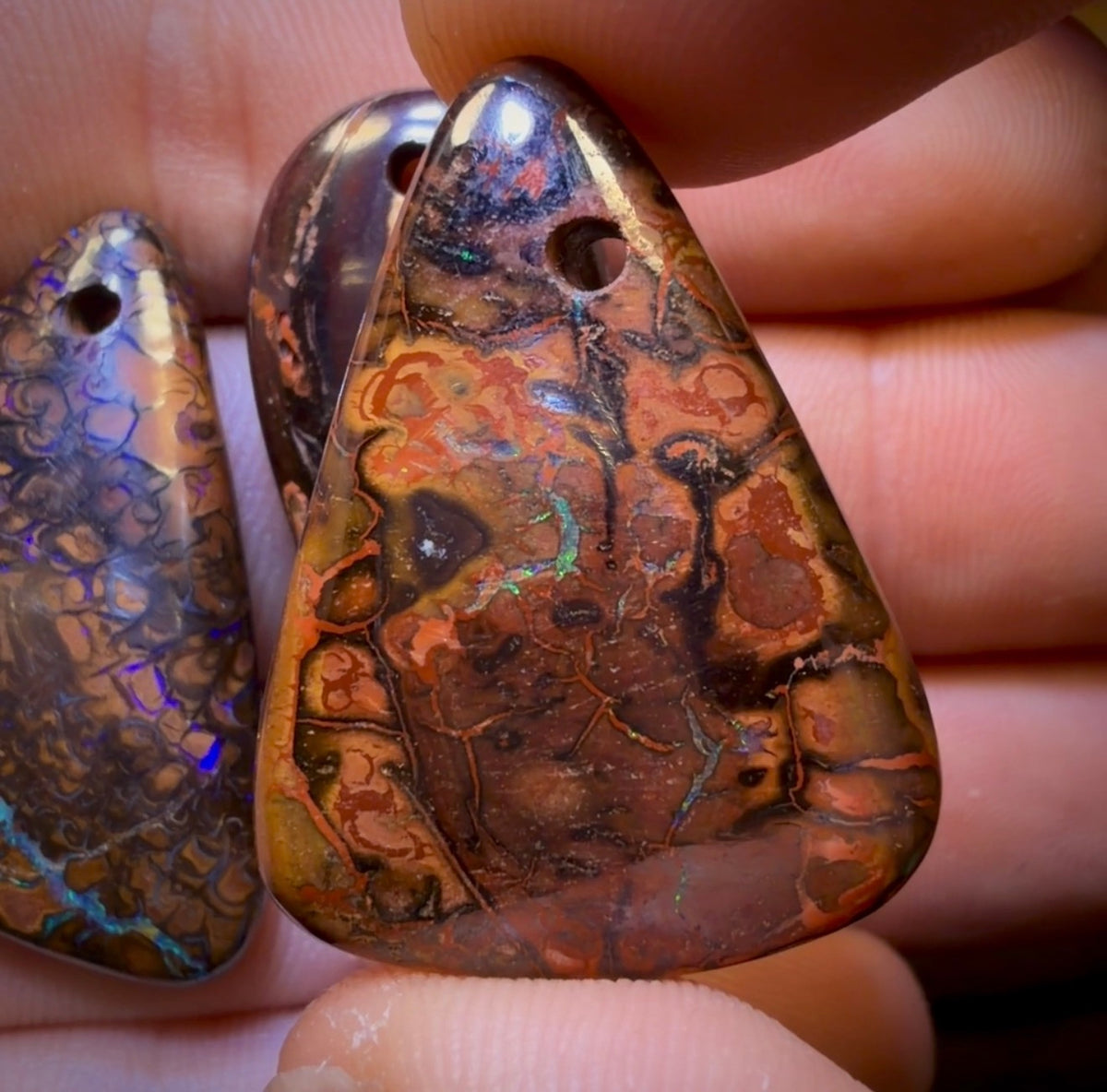 109.8cts - 3x Drilled Queensland Boulder Opals. Wholesale Parcel