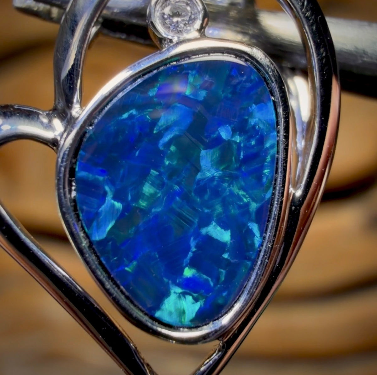 14k White Gold - Queensland Boulder Opal Doublet Pendant