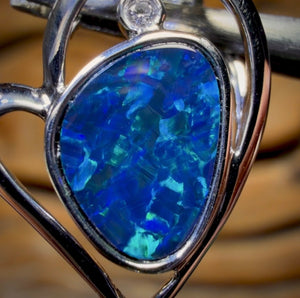 14k White Gold - Queensland Boulder Opal Doublet Pendant