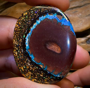 258.1cts - “Crazy Eyes” Top Tribal Yowah Nut Opal Pair. Double Sided