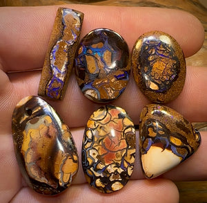 🔒115.6cts - 6x Great Tribal Queensland Boulder Opal Parcel. Yowah Nut Parcel