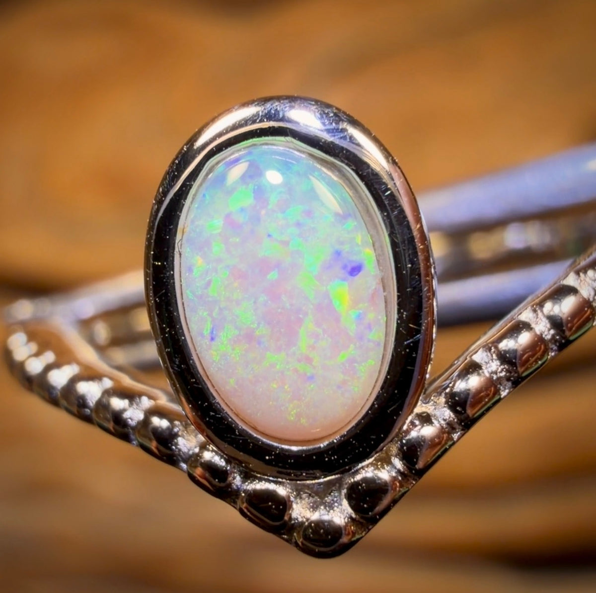 Bague en argent sterling avec opale de cristal d'Australie du Sud