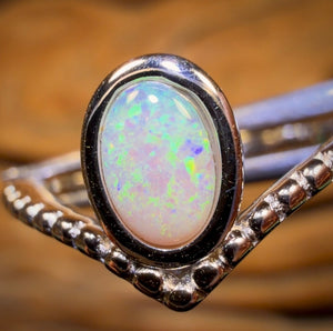 Bague en argent sterling avec opale de cristal d'Australie du Sud