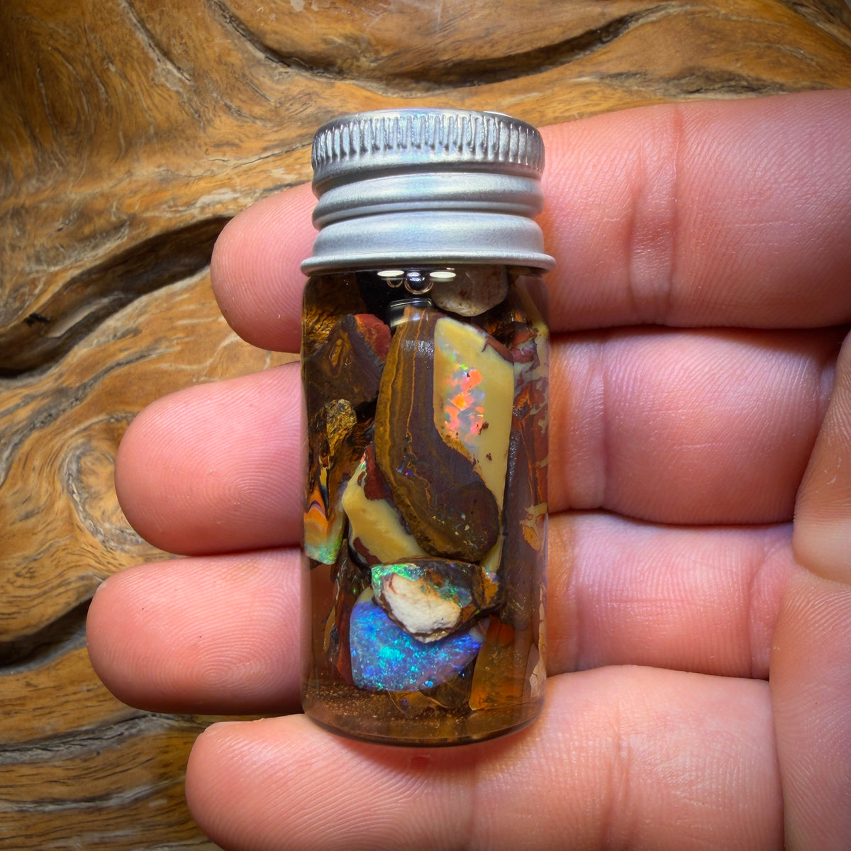 83.9cts - Jar of Yowah Nut Opal Rough w/ Fossil Opal