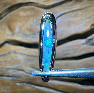 14k “Electric Malibu” White Gold - Solid South Australian Crystal Opal Pendant