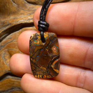Dad Card! 26 x 17mm - Drilled Tribal Queensland Boulder Opal Necklace