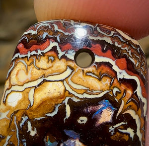 30 x 21mm - Drilled Australian Boulder Opal. TRIBAL PATTERN