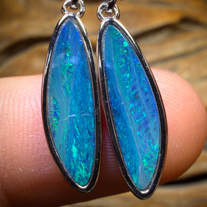 Wild card! Sterling Silver - Australian Boulder Opal Doublet Drop Stud Earrings