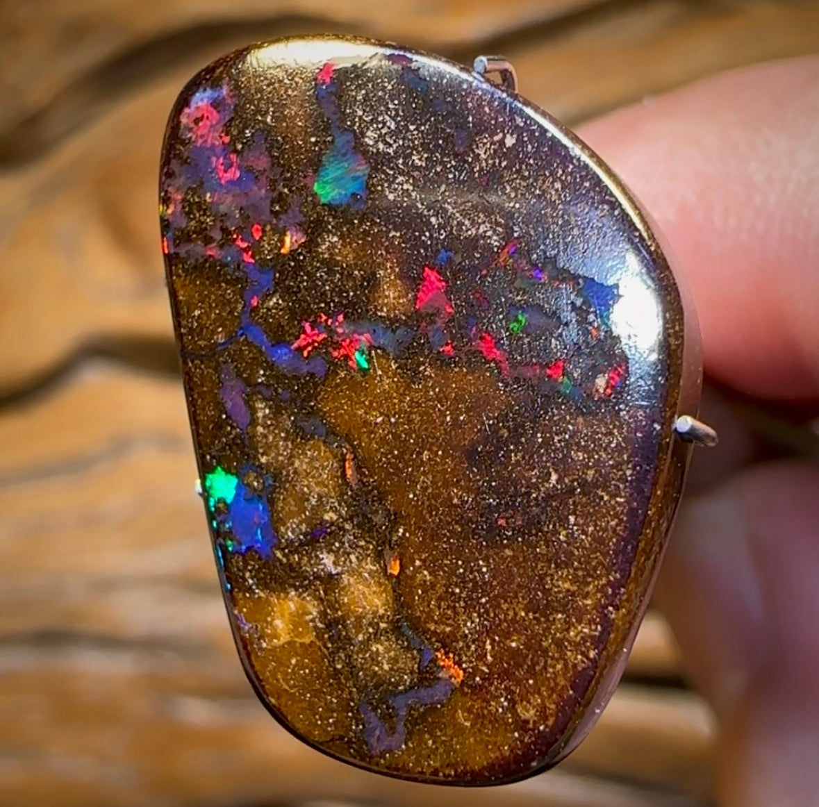 11.7cts - Queensland Boulder Seam Opal With Fire Red