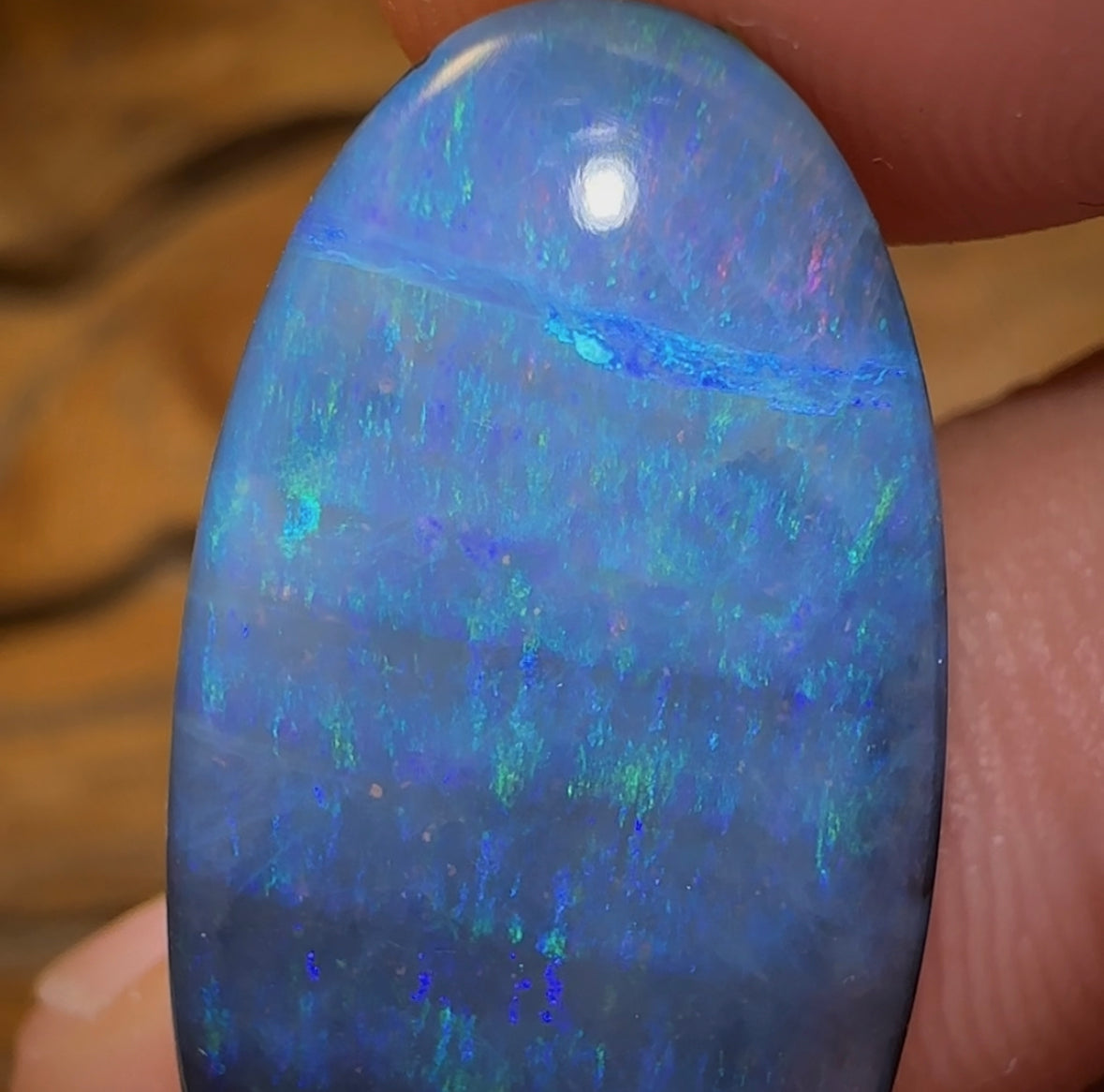 21.1cts - “Midnight Egg”Australian Boulder Seam Opal. GEM QUALITY - Opal Whisperers