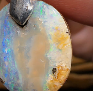 Sterling Silver - Australian Boulder Opal Drilled Pendant - Opal Whisperers