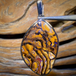 Sterling Silver - Solid Tribal Boulder Opal Pendant UNISEX Bargain