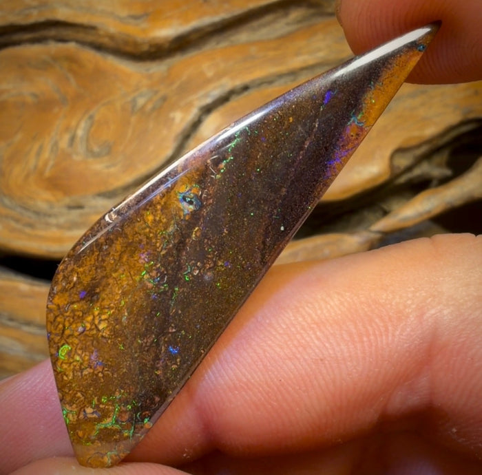 33,3 ct – Australischer Yowah-Nuss-Opal in hellbrauner Farbe. Großartiger Segelschliff.