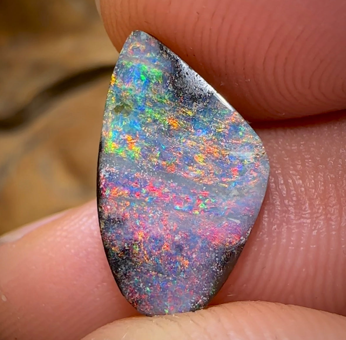 3.8cts - “Red Fire Sunset” Australian Boulder Opal from Winton - Opal Whisperers