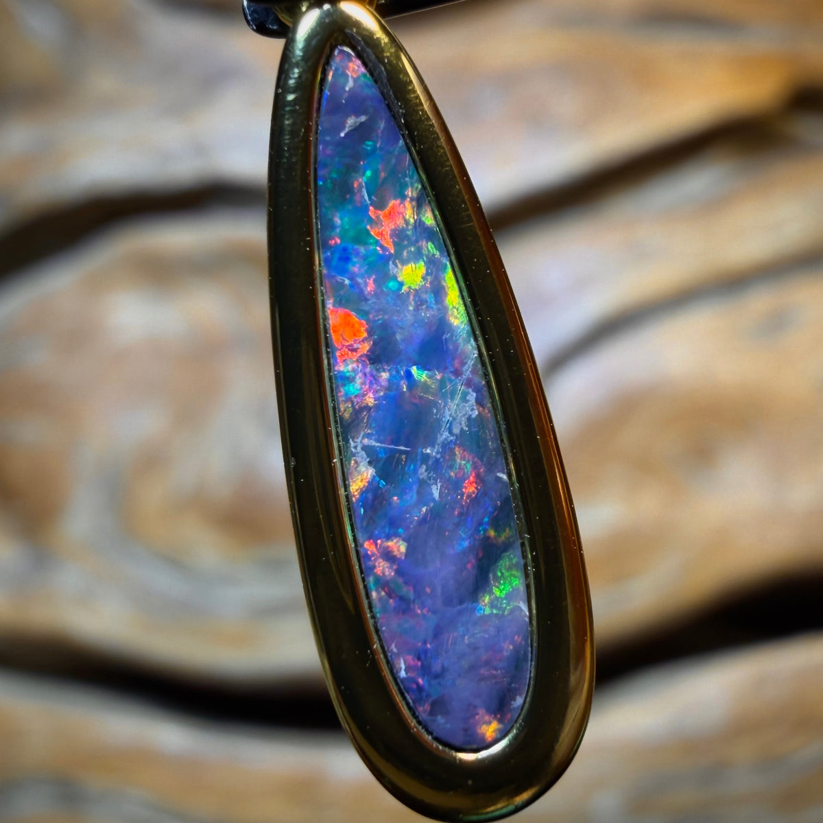 Sterling Silver Gold Plated - Queensland Boulder Opal Doublet Pendant