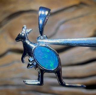 Sterling Silver - Blue/Green Boulder Opal Doublet ROO Pendant. Multiple Available