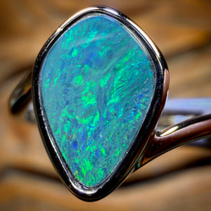 “Iced Green ”Sterling Silver - Queensland Boulder Opal Doublet Ring