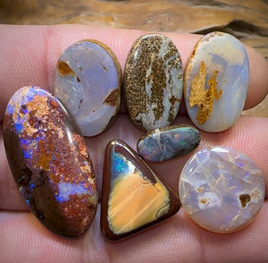 🔒71.6cts - 7x Finished Queensland Boulder Opal Parcel Below Cutting Cost