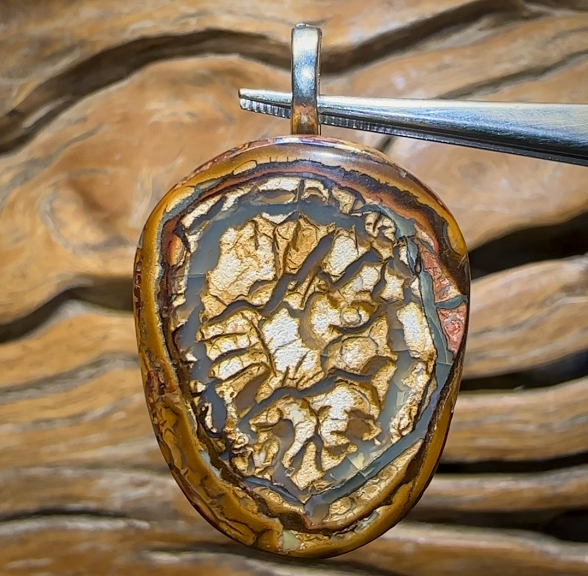 Solid Blonde Tribal Queensland Boulder Opal Unisex Pendant