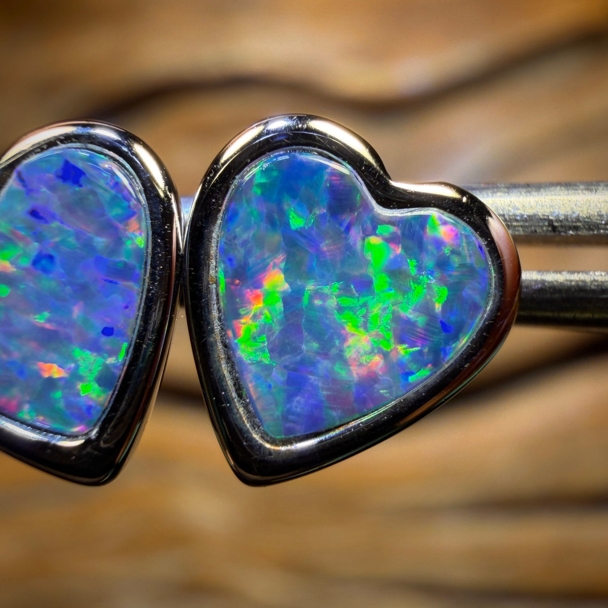 Sterling Silver - Australian Boulder Opal Doublet Stud Earrings