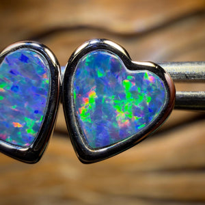 Sterling Silver - Australian Boulder Opal Doublet Stud Earrings