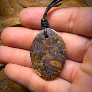 WildCard! 38 x 26mm - Drilled Tribal Queensland Boulder Opal Necklace