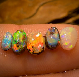 3.8cts - 5x Super Bright Australian Boulder Opal ring stone rub Parcel