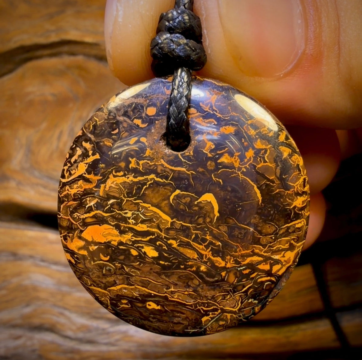 33 x 31mm - Drilled Boulder Opal Pendant w/ Eco Friendly Vegan Cord