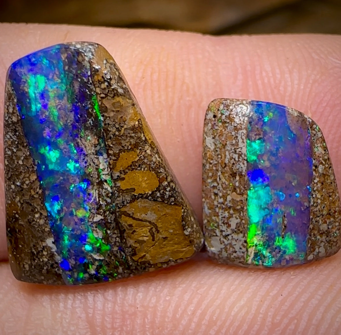 6.2cts - Boulder Pipe Crystal Opal Pair. Heritage Collection - Opal Whisperers