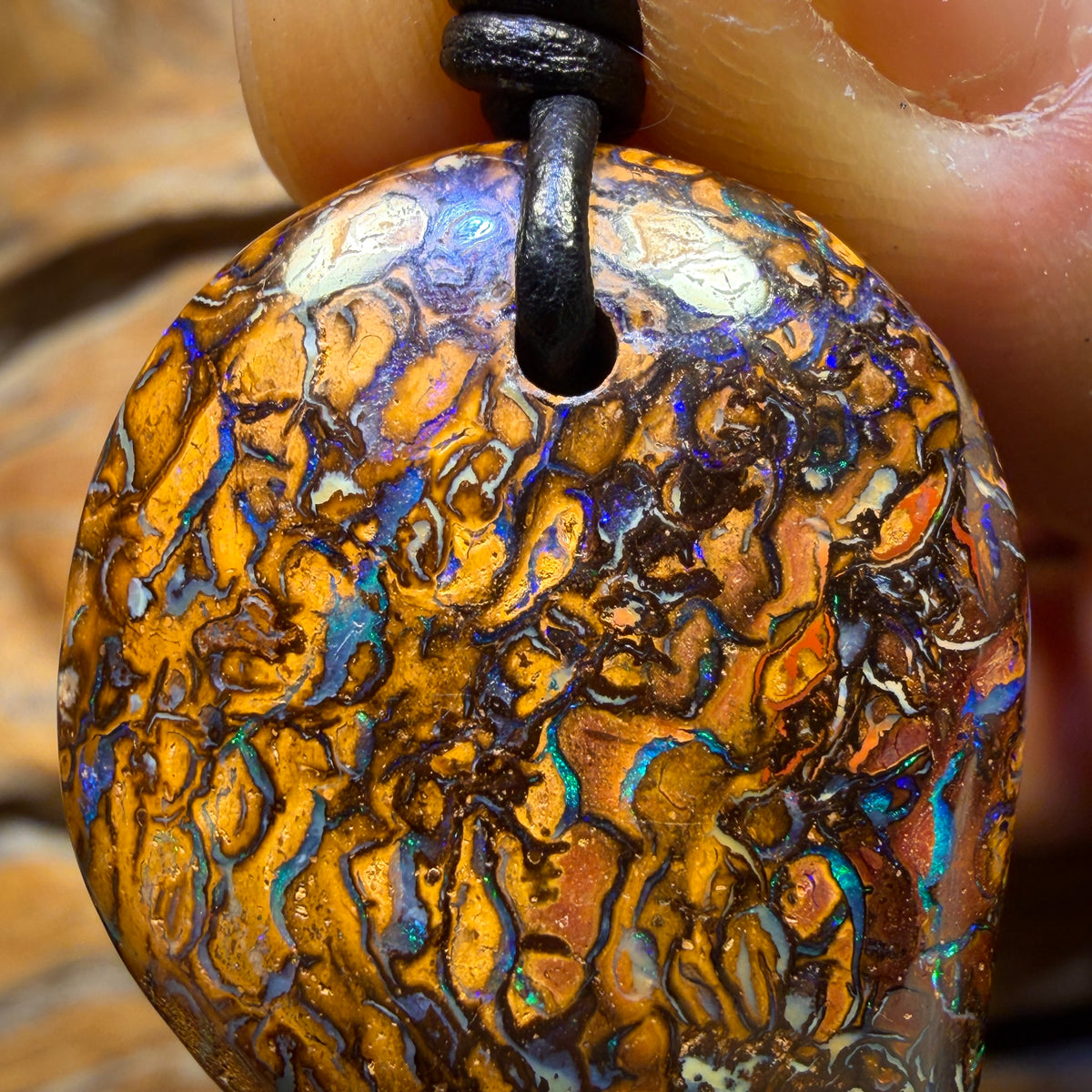 33 x 25mm - Drilled Tribal Queensland Boulder Opal Necklace