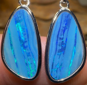 Sterling Silver - Classic Australian Boulder Opal Doublet Earrings - Opal Whisperers