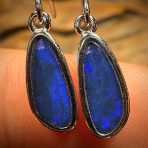 Sterling Silver - Australian Boulder Opal Doublet Hook Earrings