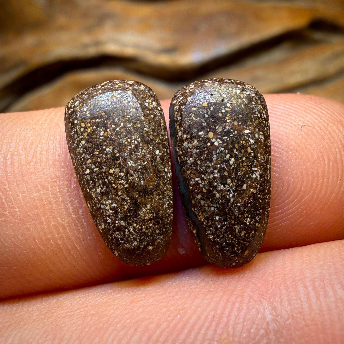 7.7cts - Super Rare Red on Black Top Australian Boulder Seam Opal and a Pair!!