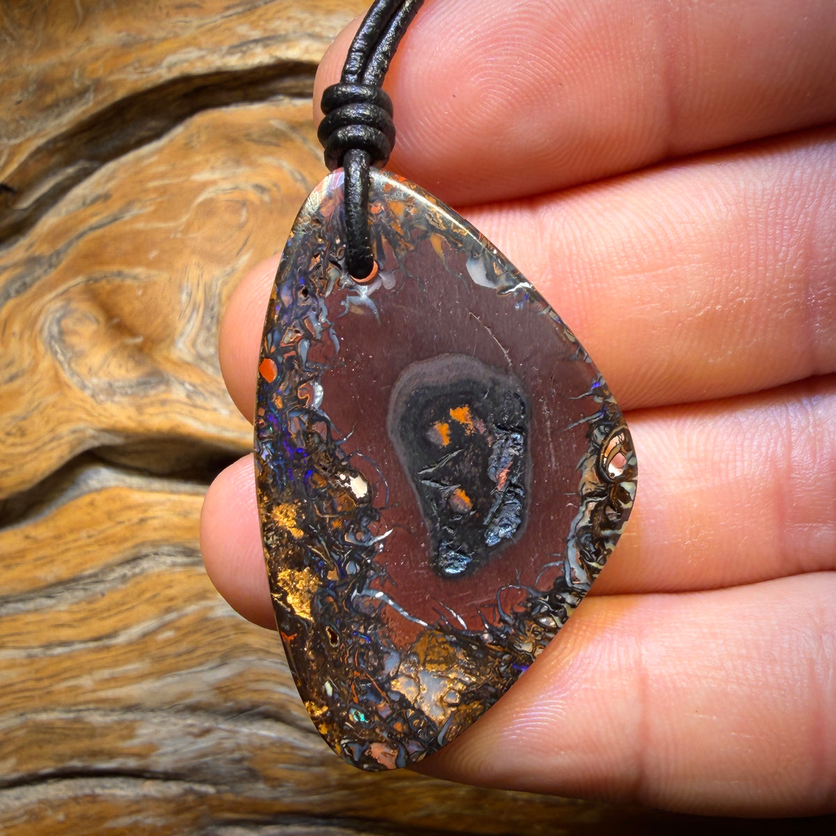 43 x 27mm - Drilled Tribal Queensland Boulder Opal Necklace
