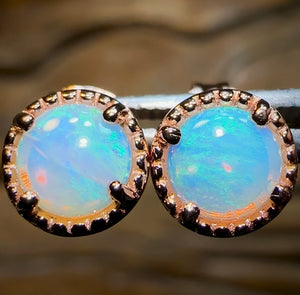 Sterling Silver Plated - South Australian Crystal Opal Stud Earrings