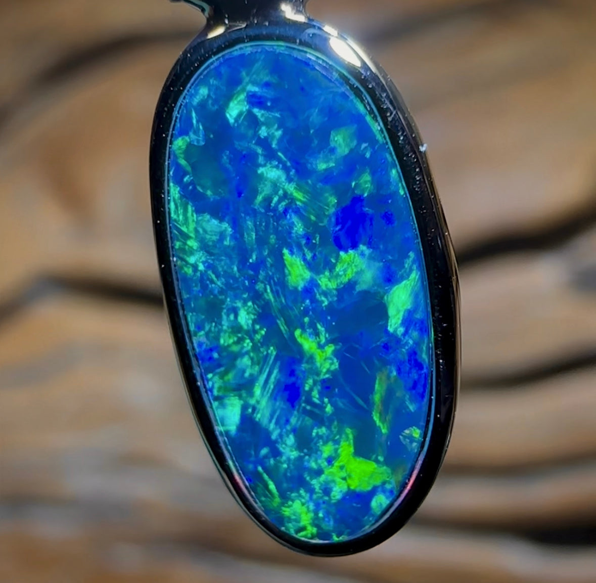 14k White Gold - Queensland Boulder Opal Doublet Pendant - Opal Whisperers