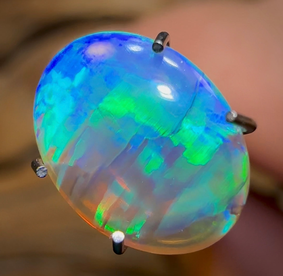 1.25cts - ‘Digital Wave’ Lightning Ridge Crystal Opal. Double Sided Clean Pure - Opal Whisperers
