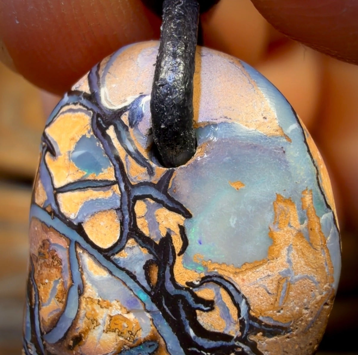 23 x 16mm - Drilled Tribal Queensland Boulder Opal Necklace