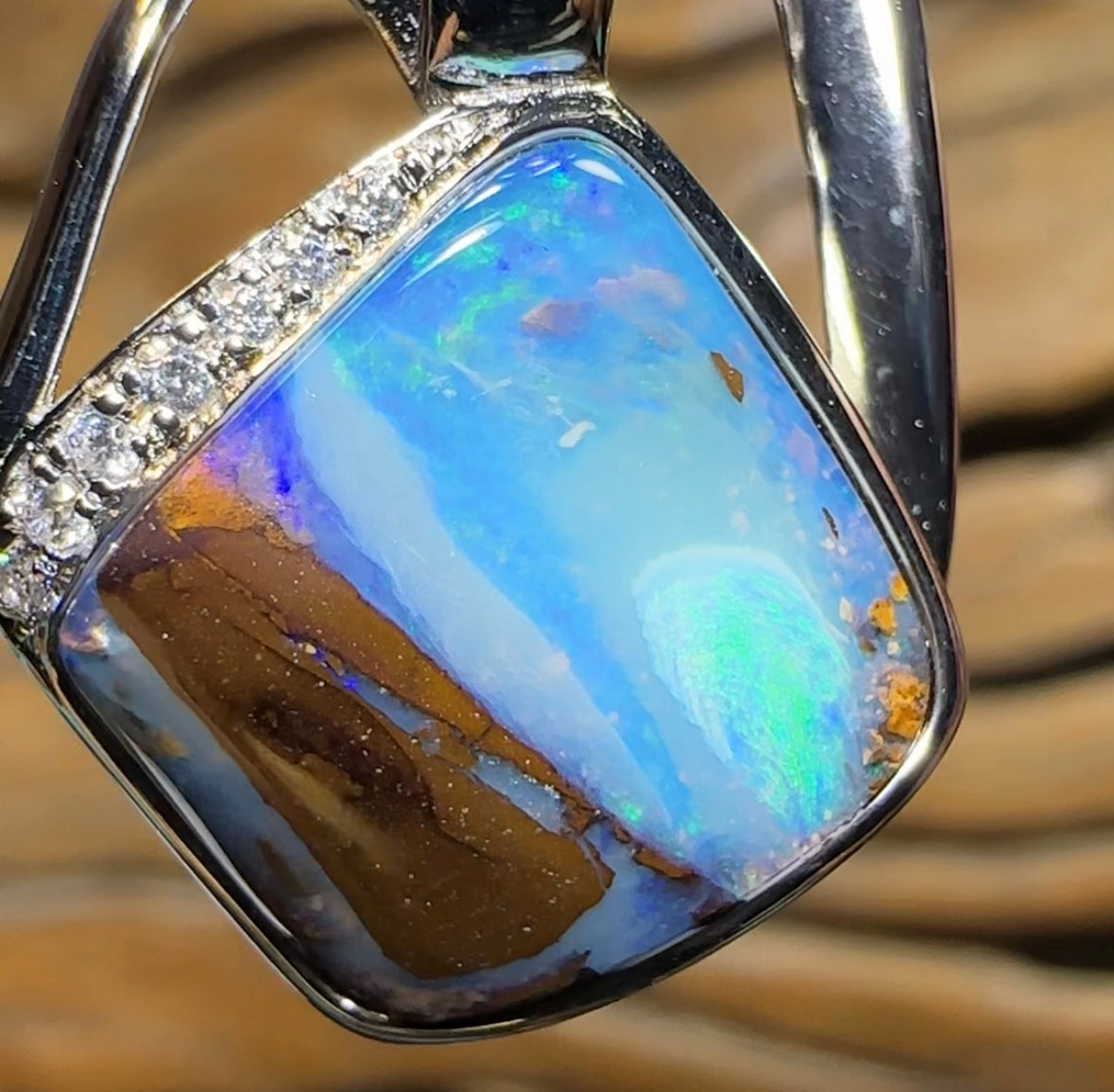 Sterling Silver - “Moon Set”SOLID Australian Boulder Opal Pendant - Opal Whisperers