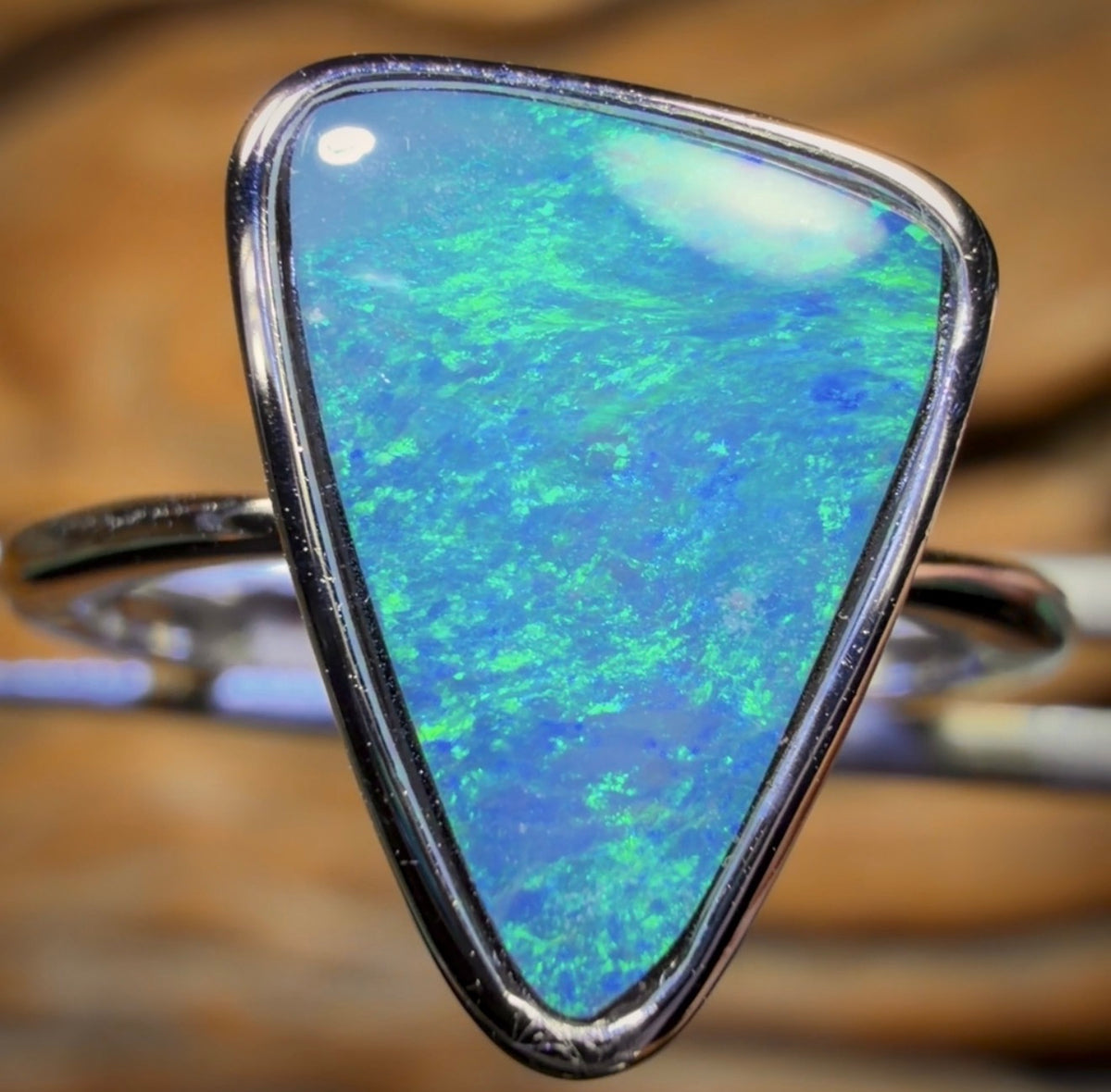 Bague doublet en argent sterling et opale de Queensland Boulder