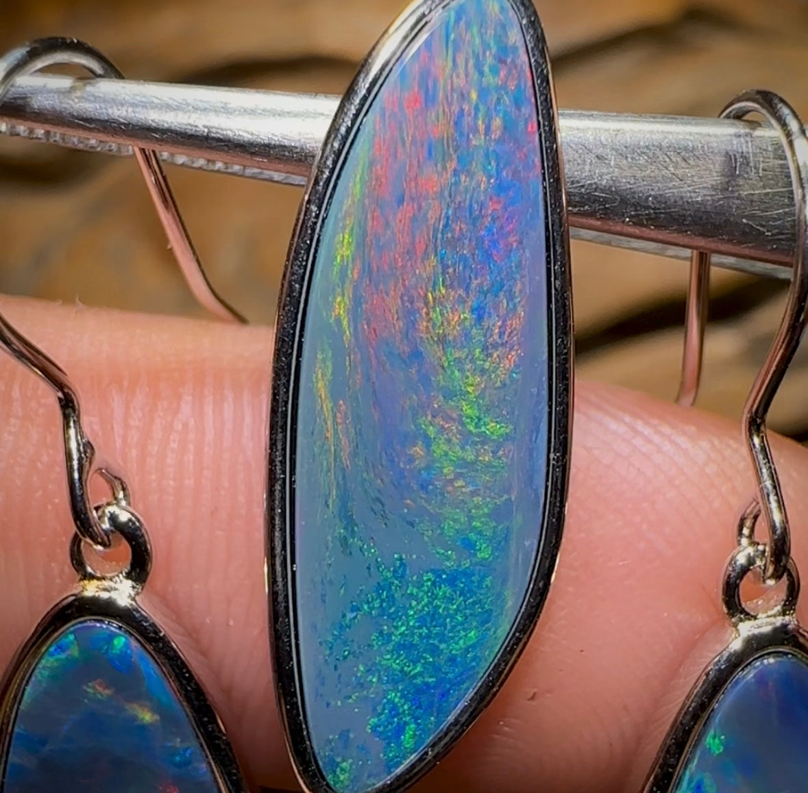 (Template) Sterling Silver - Queensland Boulder Opal Doublet Pendant and Earring Set - Opal Whisperers