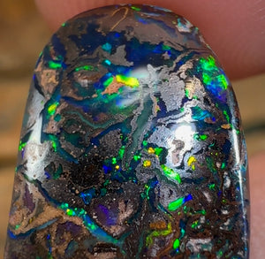 18cts - Solid Tribal Pattern Koroit Black Boulder Opal - Opal Whisperers