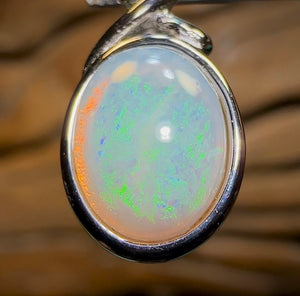 Sterling Silver - Solid South Australian Crystal Opal Pendant - Opal Whisperers