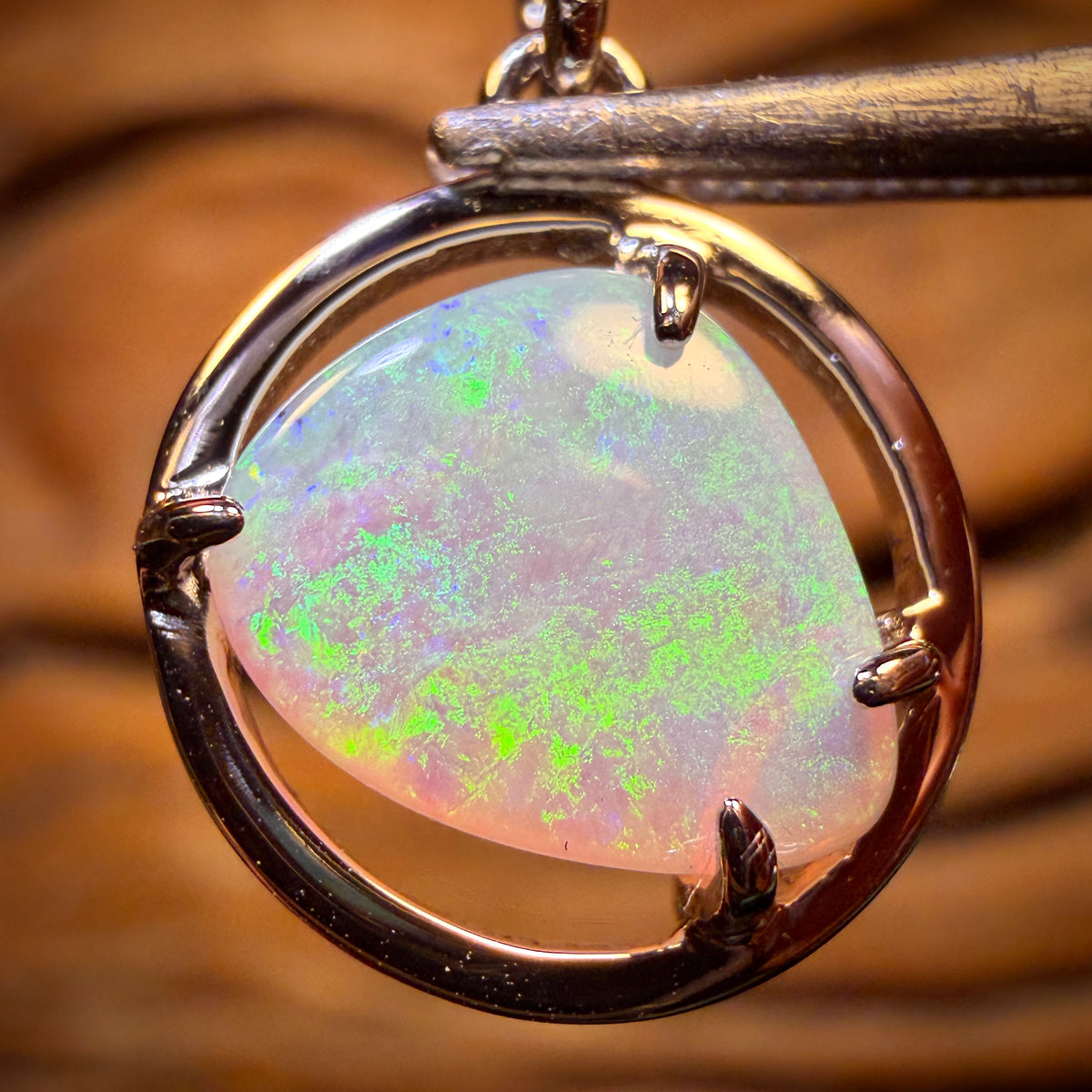 Sterling Silver - Solid South Australian Crystal Opal Pendant