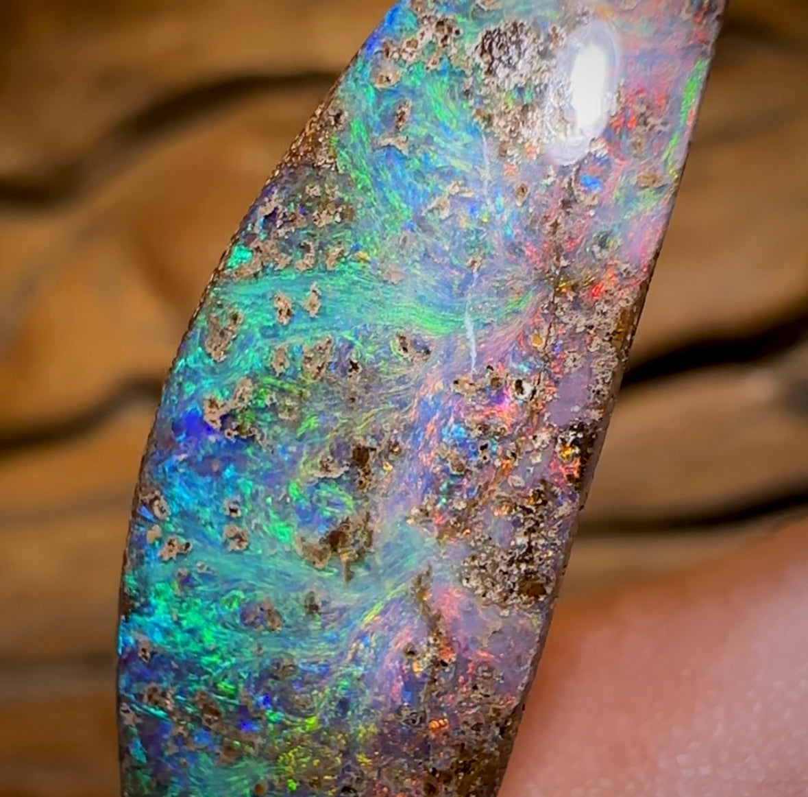 16.3cts - Queensland Boulder Seam Opal. Australian Opal. Awesome Shape - Opal Whisperers