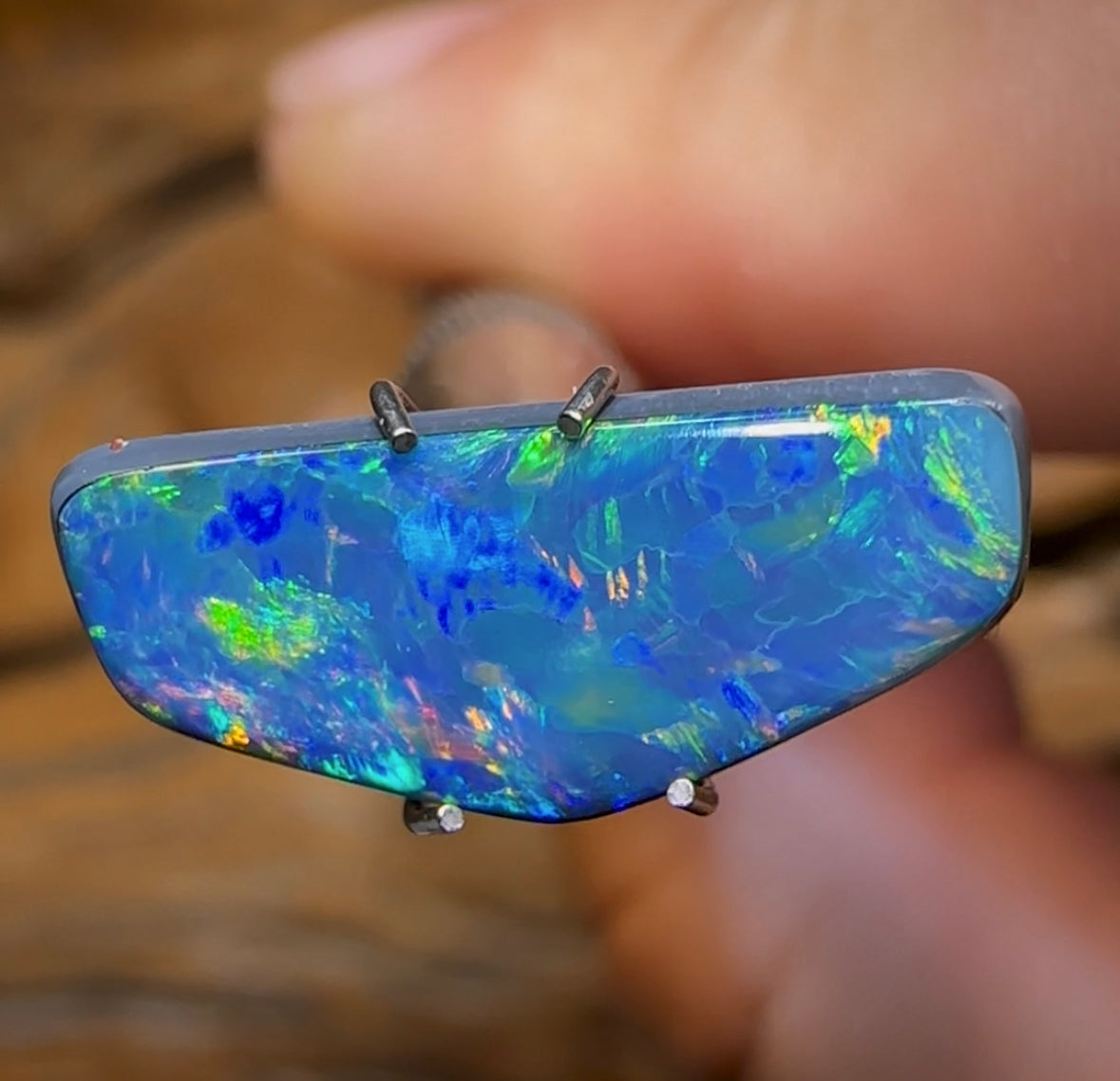 2.1cts - Lightning Ridge “Old School” Black Opal Doublet - Opal Whisperers