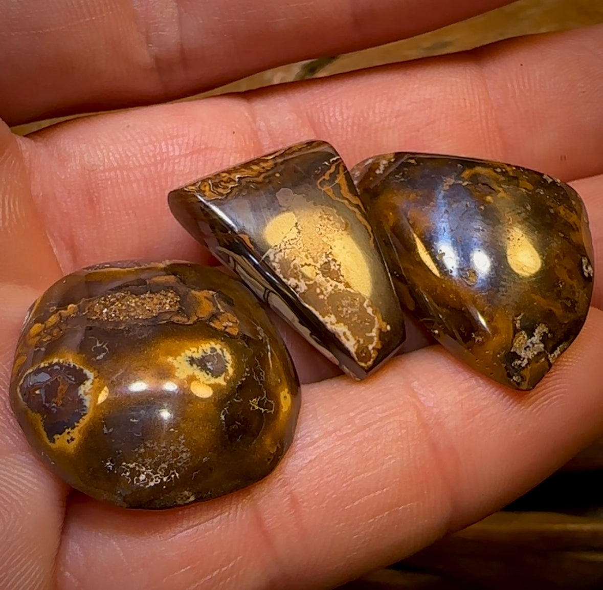 86.1cts - 3x Loose Queensland Boulder Opals With Crystal Centers Wholesale Bargain Parcel