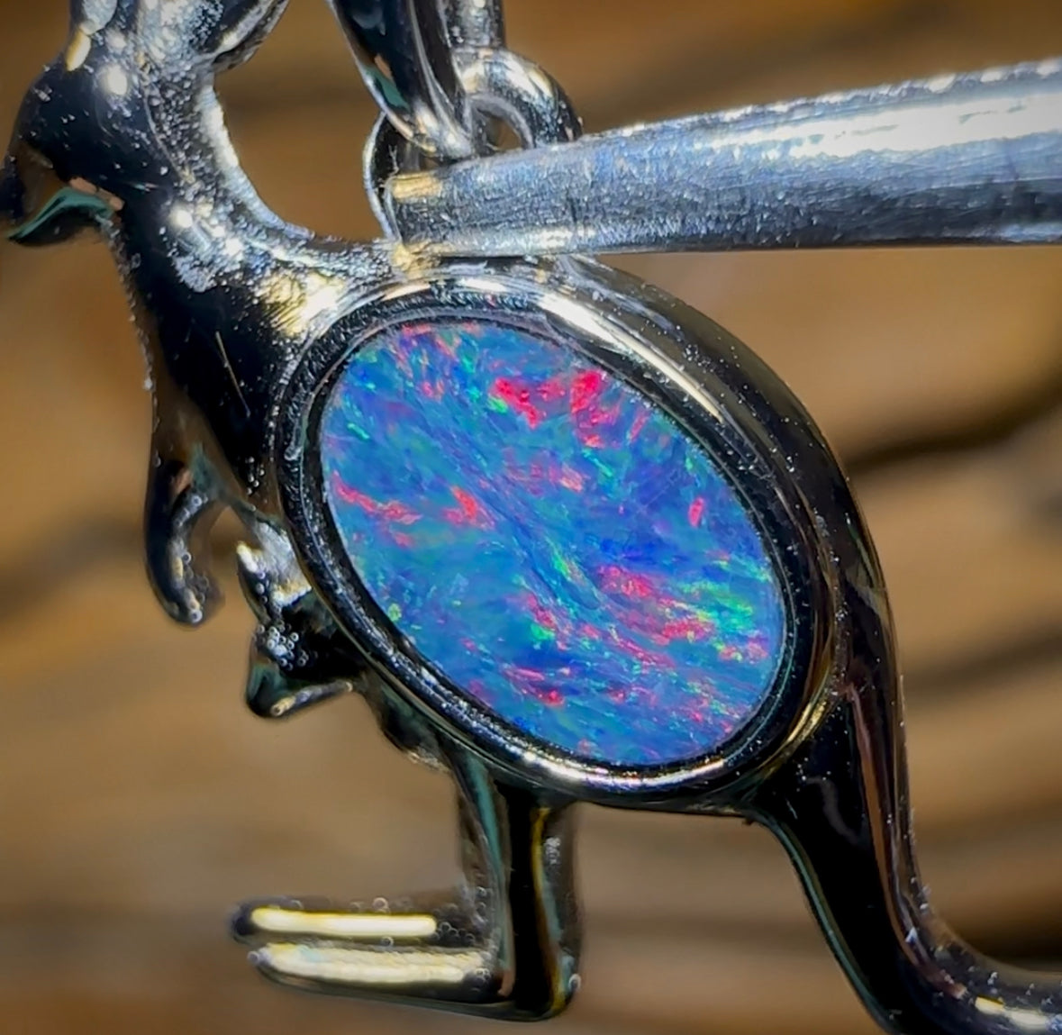Sterling Silver - Red/Multi Boulder Opal Doublet ROO Pendant. Multiple Available - Opal Whisperers