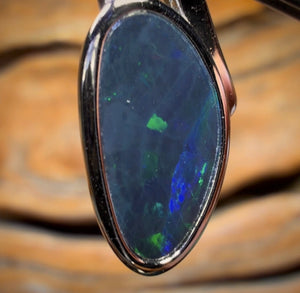 Sterling Silver - Queensland Boulder Black Opal Doublet Pendant