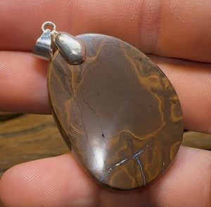 Silver Queensland Boulder Australian Opal Drilled Pendant - Opal Whisperers